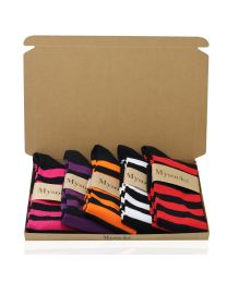 Mysocks Knee High 5 Pairs Stripe Multi Vibrant Colour Combination Socks