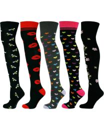 Over the Knee Socks Multi Design 5 Pairs Combed Cotton