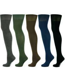 Over the Knee Socks Multi Colour Plain  5 Pairs  Combed Cotton 01