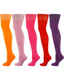 Over the Knee Socks Multi Colour Plain  5 Pairs  Combed Cotton 03