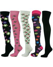 Over the Knee Socks Multi Design 5 Pairs Combed Cotton 01