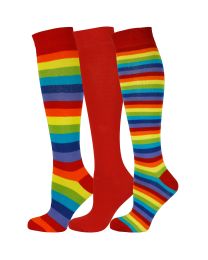 Knee High Socks Multi Coloured Design 3 Pairs  Combed Cotton