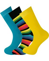 Crew Socks Plain Stripe Combination 3 Pairs Seamless Toe