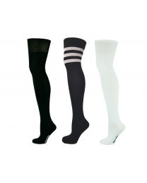 Over the Knee  Socks Stripe, Plain Combination 3 Pairs  Combed Cotton