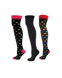 Over the Knee Socks Multi Pattern 3 Pairs Combed Cotton