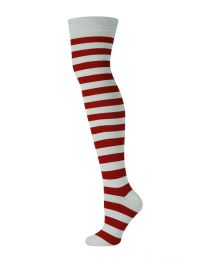 knee high red and white socks