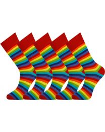 Crew Socks  Rainbow Stripe 5 Pairs Combed Cotton