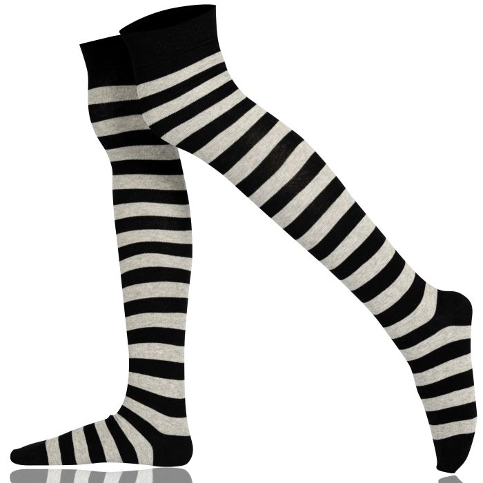 Women's Stripe Combed Cotton Over the Knee Socks 003