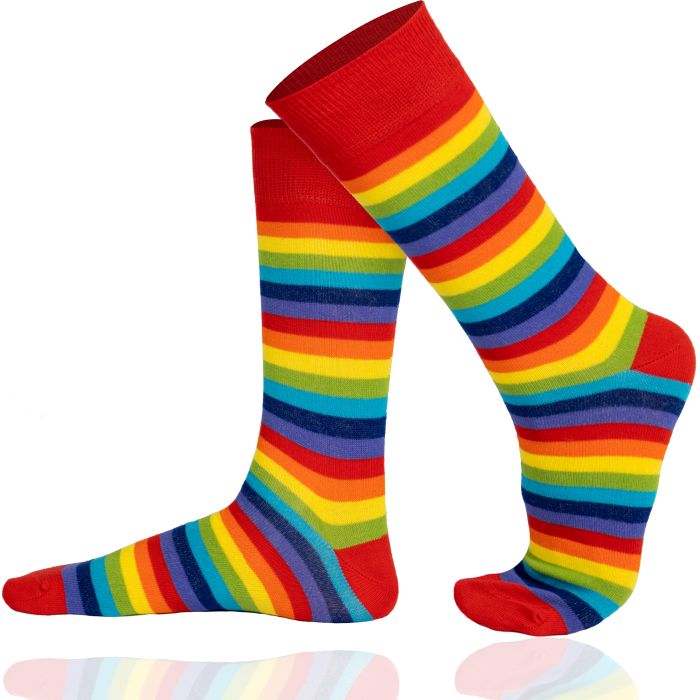 Rainbow Thin Stripe Combed Cotton Non-Slipping Knee High Socks