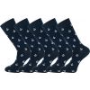 Crew Socks Navy Anchor 5 Pairs Combed Cotton