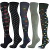 Over the Knee Socks Multi Design 5 Pairs Combed Cotton 03
