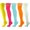 Over the Knee Socks Plain 5 Pairs Multi Colour Combed Cotton 02