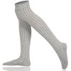 Women's Over the Knee Socks Plain Ribbed Combed Cotton 002