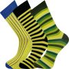 Crew Socks Stripe Multi Design 3 Pairs Combed Cotton Seamless Toe
