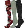 Knee High Socks  Multi Design  3 Pairs Combed Cotton