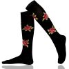 Knee High Socks Rose Design Combed Cotton Non-Slipping