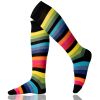 Knee High Socks Rainbow Thick Stripe Combed Cotton Non-Slipping