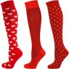 Knee High Socks Valentine Theme 3 Pairs Combed Cotton Gift Box