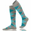 Knee High Socks Argyle Combed Cotton Non-Slipping 001