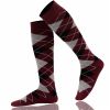 Knee High Socks Argyle Combed Cotton Non-Slipping 002