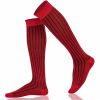 Knee High Socks Plain Ribbed  Combed Cotton Non-Slipping 