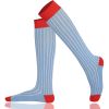 Knee High Socks Ribbed  Combed Cotton Non-Slipping 03