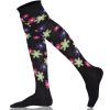 Women's Over the Knee Socks Dark Flower Combination Combed Cotton