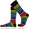 Crew Socks Rainbow Stripe Combed Cotton Seamless Toe