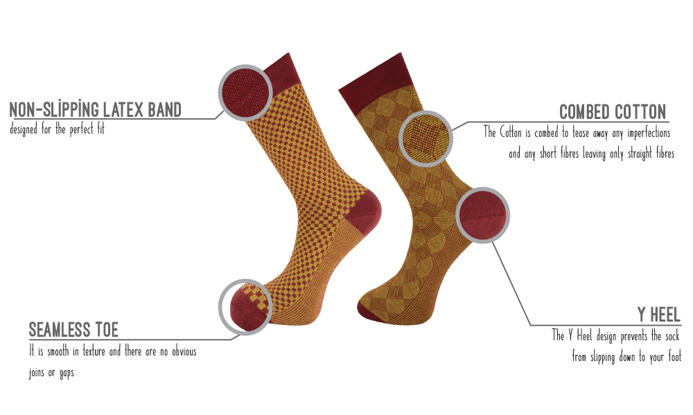 Multi Design 4 Pairs Combed Cotton Crew Socks