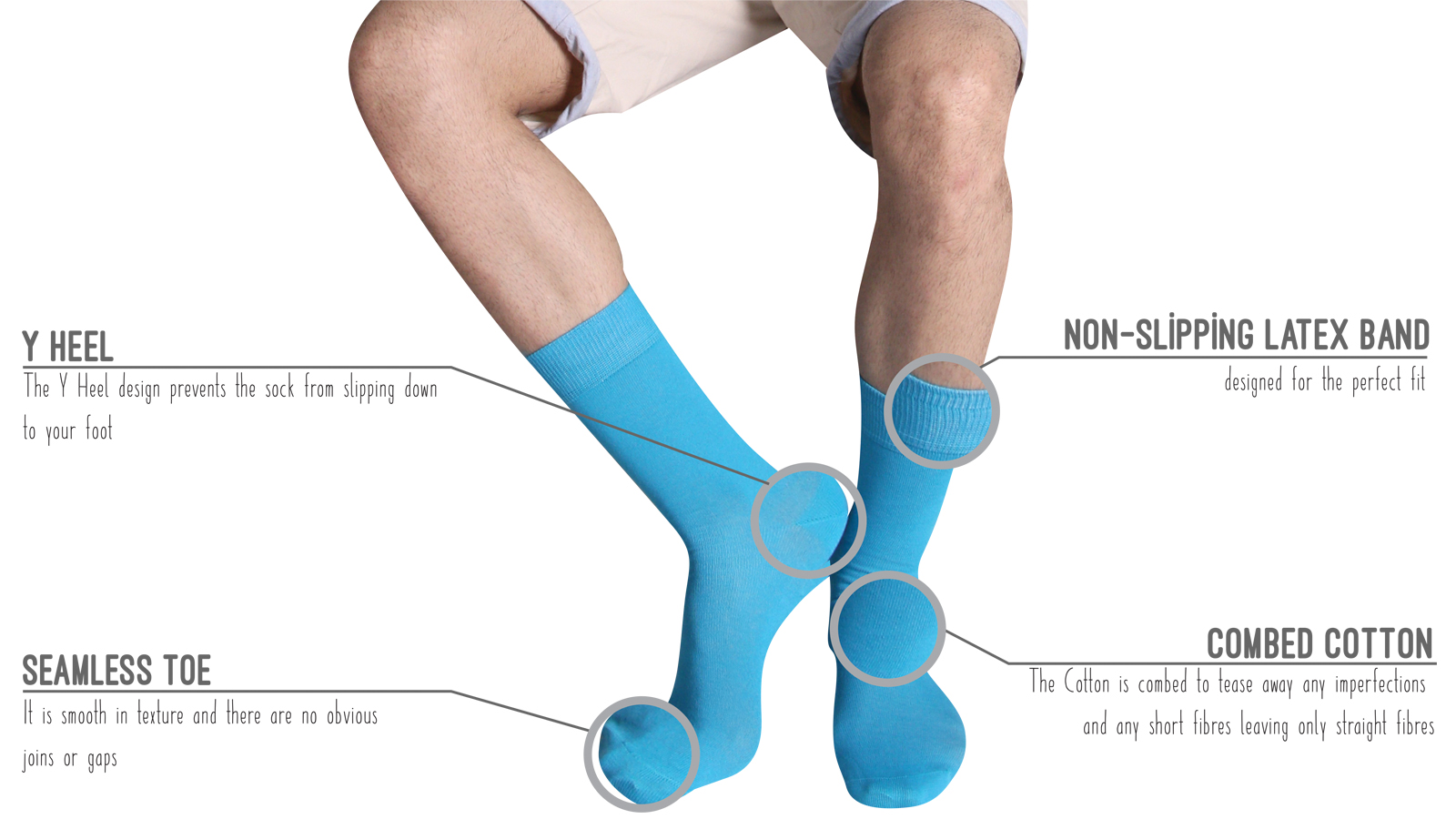 Plain 5 Pairs Multi Colour Combed Cotton Seamless Toe Crew Socks Size